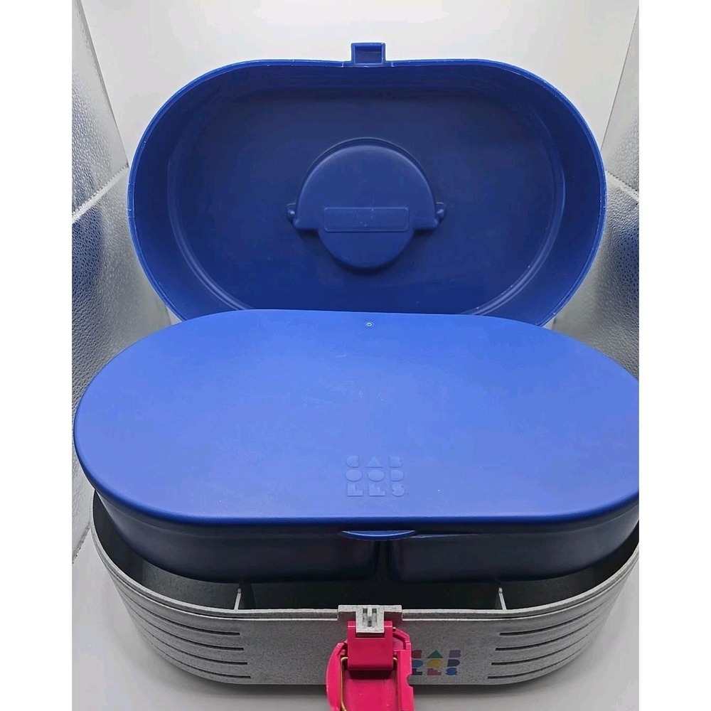 Caboodles Makeup Storage Carrying Case Vintage Original Gray And Blue Mirror GUC - Picture 5 of 10